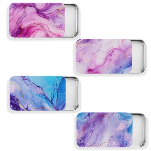 Moxweyeni Marble Pattern Travel Dental Floss Picks Case Refillable 4 Pack