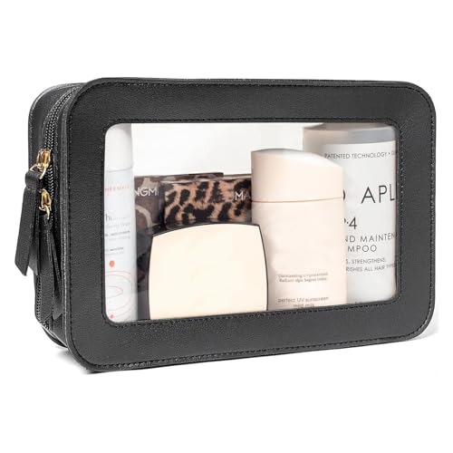 FFpaw Black Travel Makeup Bag - Small TSA Approved Cosmetic Organizer