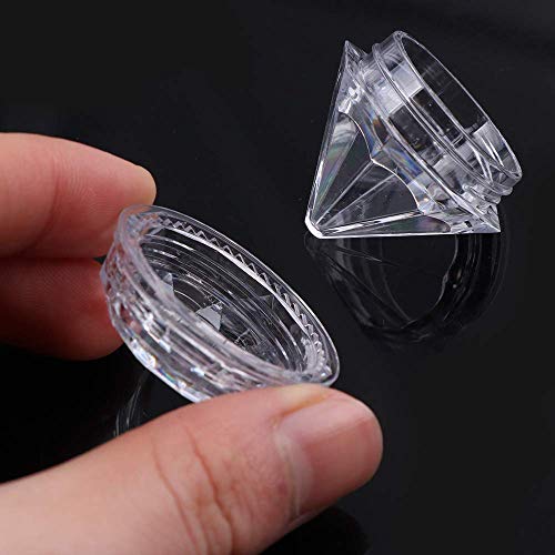 Healthcom 50 Pcs Diamond 5ml Clear Jars - Refillable Cosmetic Sample Jars with Lid (Diamond Shape 1)