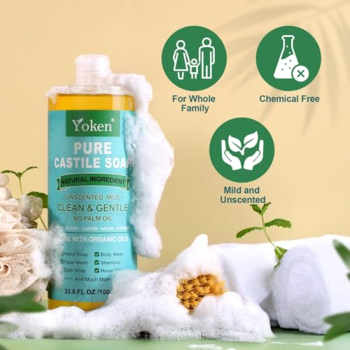 Yoken Unscented Pure Castile Liquid Soap 33.8 Oz - EWG Verified