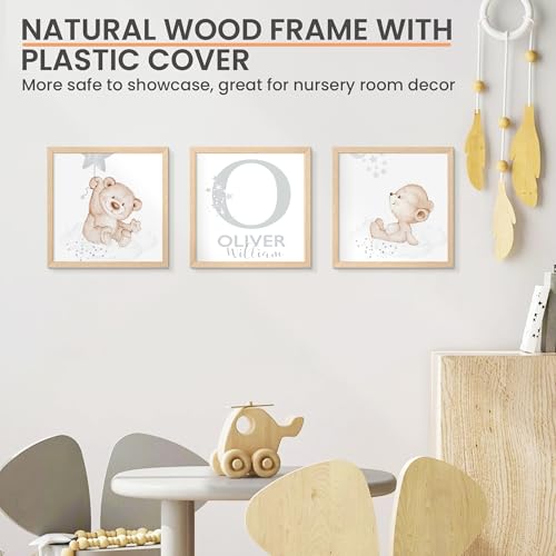 Upsimples 12x12 Natural Solid Wood Picture Frame for Nursery Decor