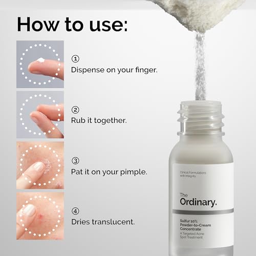 The Ordinary Sulfur 10% Powder-to-Cream Acne Spot Treatment 0.18 Oz - Fast Acne Relief