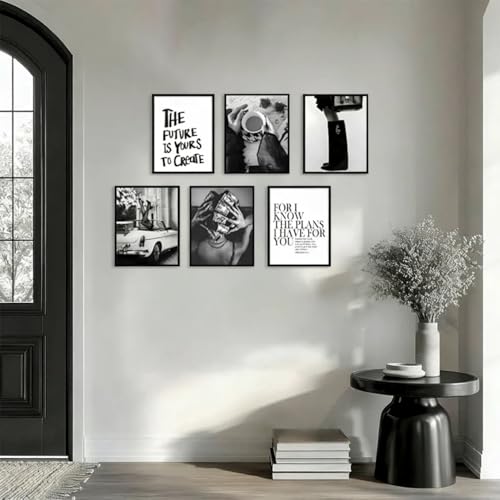 Chic Black & White Fashion Wall Art Set - Motivational Posters 8x10
