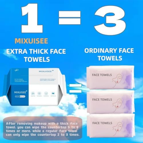 MIXUISEE Disposable Face Towels, Pack of 3, 100% Cotton, Ultra Soft