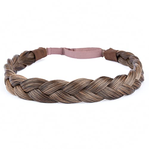 DIGUAN Golden Copper Synthetic Braided Headband for Women & Girls - Chunky Wide Plaits, Elastic Hair Accessory