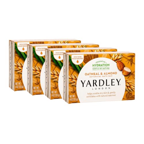 Yardley Oatmeal & Almond Bar Soap Pack of 4 - 4 Ounce Each, Moisturizing & Luxurious