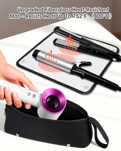 Seashpea Midnight Travel Hair Tool Bag with Heat-Resistant Mat, Large Organizer