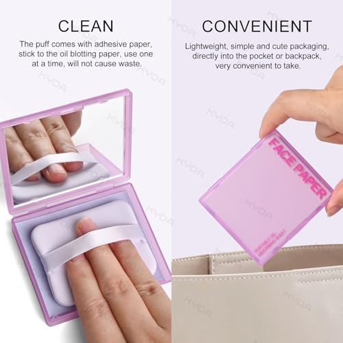 KYDA 200 Sheets Oil Blotting Paper Set with Mirror & Puff