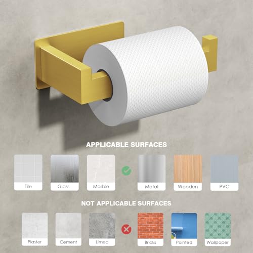 Auxmir Self-Adhesive Gold Toilet Paper Holder - SUS304 Stainless Steel