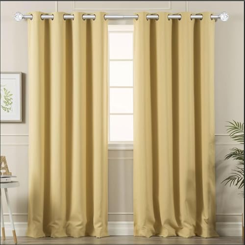 KAMANINA Crystal Netted Texture Curtain Rod Finials - 2 Pcs for 1 or 7/8 Inch Rods