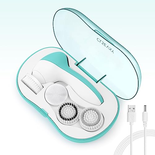 CLSEVXY Rechargeable Facial Cleansing Spin Brush with 4 Exfoliating Heads