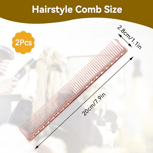 Agatige 2-Piece Stainless Steel Hair Cutting Comb, Professional Barber Tool