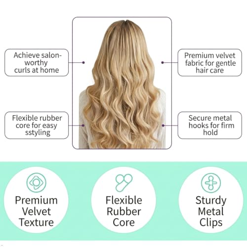 Liedrg Deep Black Heatless Hair Curlers Set - No-Heat Satin Velvet Overnight Curling Rods for All Hair Types