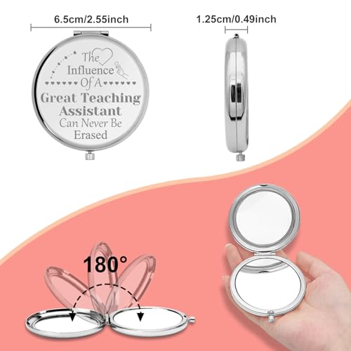 Gevody Silver Teacher Assistant Makeup Mirror - Appreciation Gift for Women