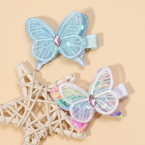 YYKITCHEN D Small Butterfly Hair Clips for Girls - 5 Colorful Ribbon Barrettes, Summer & Spring Hair Accessories