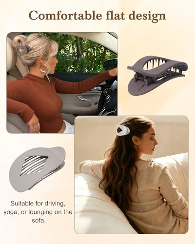 HOKEMP 6Pcs French Flat Hair Clips for Women - Matte Brown Set, Strong Hold for Thick & Thin Hair
