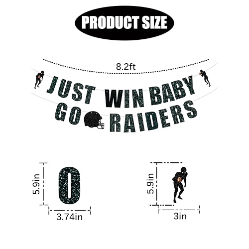 Just Win Baby Go Raiders Banner - Pre Strung Football Party Decor