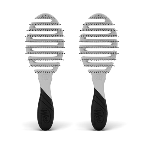 LolaVie Wet & Dry Detangling Hair Brush - 2 Pack, Heat-Resistant, Flex Design