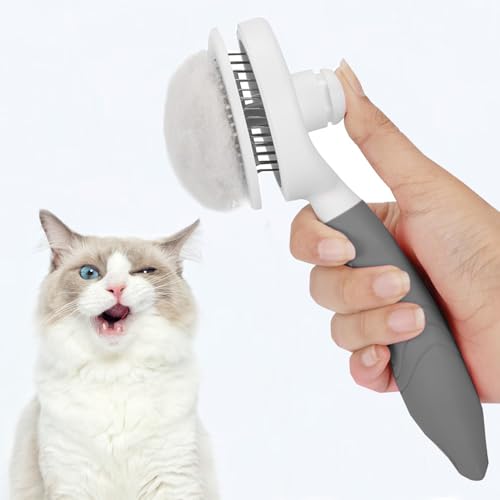 Self-Cleaning Slicker Brush for Cats and Dogs - Pet Grooming Tool
