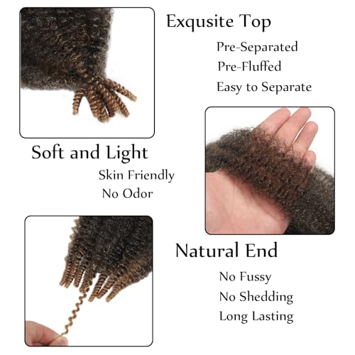 Miyamarch 14-Inch Springy Afro Twist Hair - 8 Packs Marley Braiding Hair