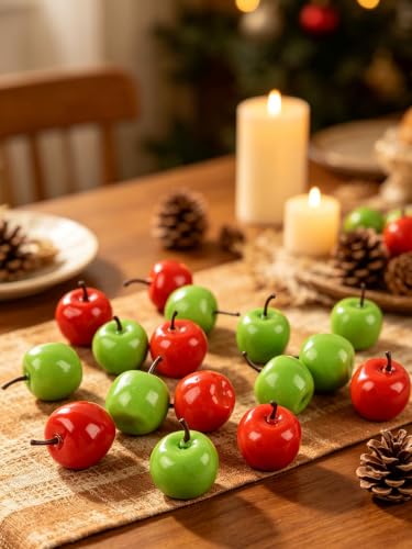 20 Pieces Artificial Apples - Realistic Red & Green Decor