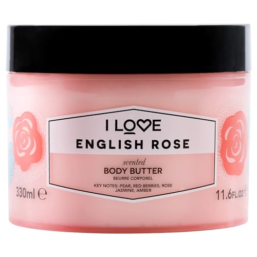 I LOVE English Rose Scented Body Butter - Hydrating 10.1 oz