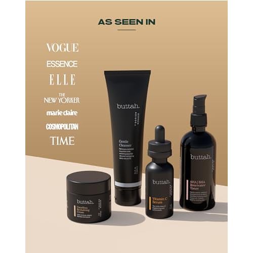 Buttah Skin Supreme Kit for Melanin Rich Skin | CocoShea Revitalizing Cream 2 oz | Vitamin C Serum 1 oz | Cleanser 3.4 oz | Rosewater Toner 3.4 oz | Black Owned Skincare