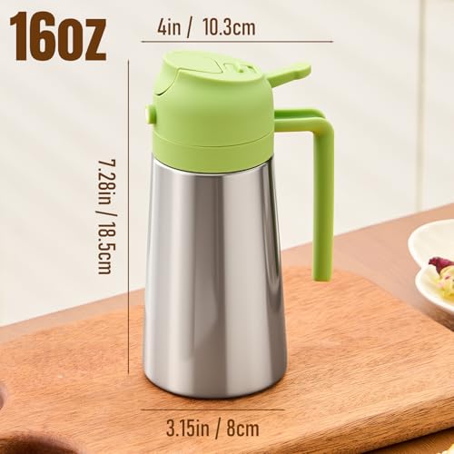 PARACITY 16oz Stainless Steel Oil Sprayer & Dispenser - 2-in-1 with Anti-Drip Nozzle