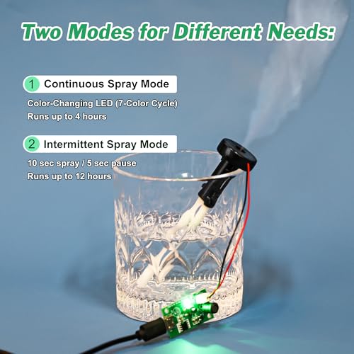 5V USB Ultrasonic Humidifier Module with LED Spray Disc
