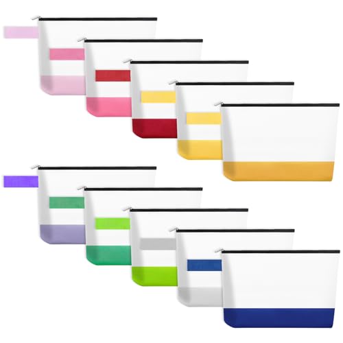 XS Multicolor Cotton Canvas Makeup Bag - 10 Pack, DIY Travel Pouch
