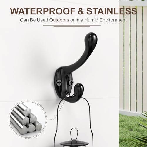 16 Heavy-Duty Black Coat Hooks for Closet & Home Organization