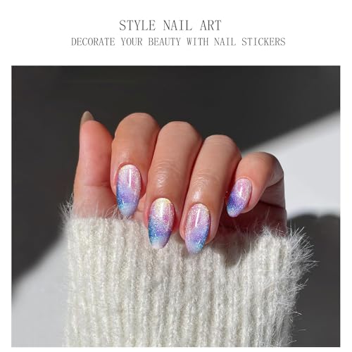 JMEOWIO Semi Cured Gel Nail Sticker Wrap Glitter – Easy DIY Nail Art Strips