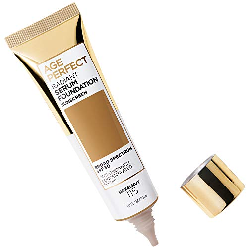 L'Oreal Paris Age Perfect Radiant Serum Foundation SPF 50, Hazelnut, 1 Fl Oz