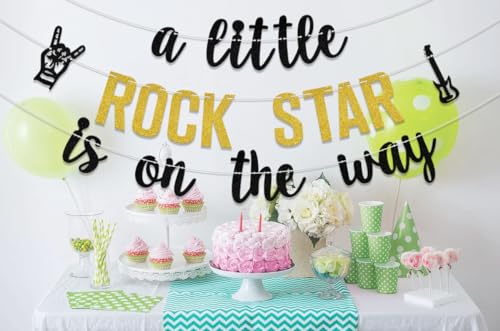 A Little Rock Star is On The Way Banner - Baby Shower Party Decor
