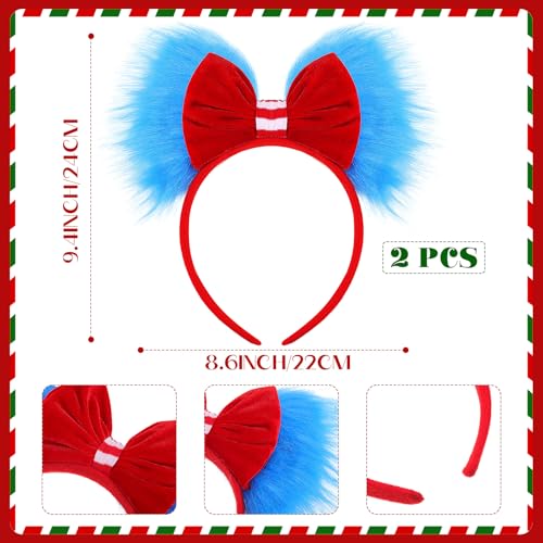 Canlierr Halloween Blue and Red Bow Headband - Back to School Hair Accessory (Variation 2)