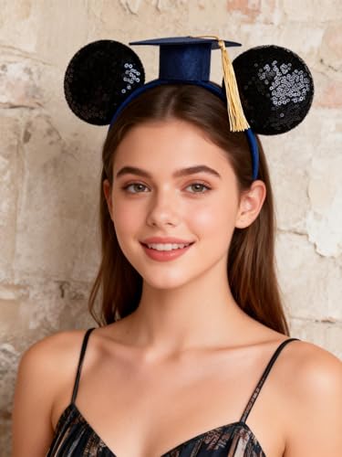 Graduation Cap Sequin Headband with Sparkling Bow - A Miaow