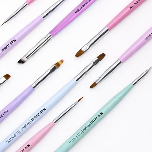 21-Piece Pastel Nail Art Brush Set for Gel, Acrylic & Ombre Manicure