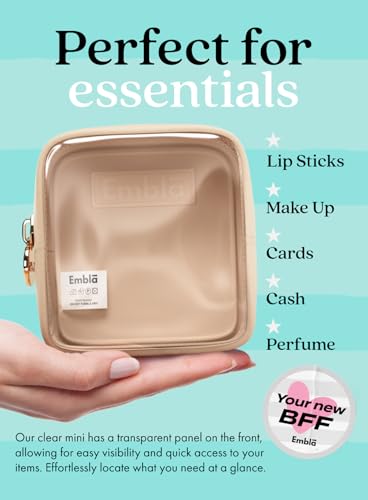 Embla Sand Mini Makeup Bag - Travel Cosmetic Organizer, Waterproof Toiletry Pouch