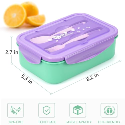 LOVINA 1100 ML Bento Box for Adults & Kids - 3 Compartment Lunch Container with Built-in Utensils - BPA-Free, Leakproof, Portable