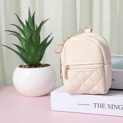 Mini Keychain Backpack for Women - PU Leather Cosmetic Bag
