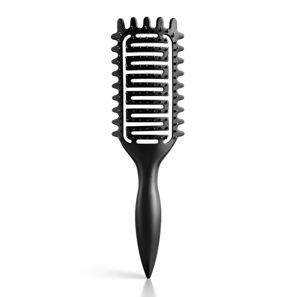 Curl Defining Brush - Vented Detangling Hair Brush for Curly Hair | Lightweight & Curved Design (Pink)