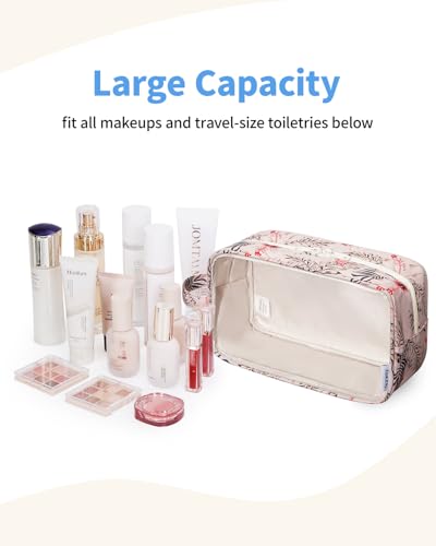 Narwey Beige Flamingo Clear Toiletry Bag for Travel & Makeup