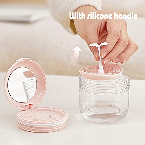 Pink Denture & Retainer Bath Case with Mirror, Strainer Basket & Travel Storage