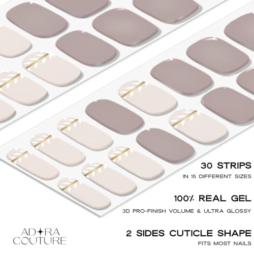 Semi-Cured Gel Nail Strips Kit - 30 UV Gel Nail Wraps with Tools