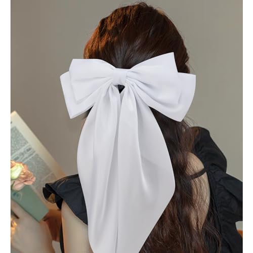 Velscrun Large Satin Hair Bows for Women - 3 Pcs Set (White, Pink, Black)