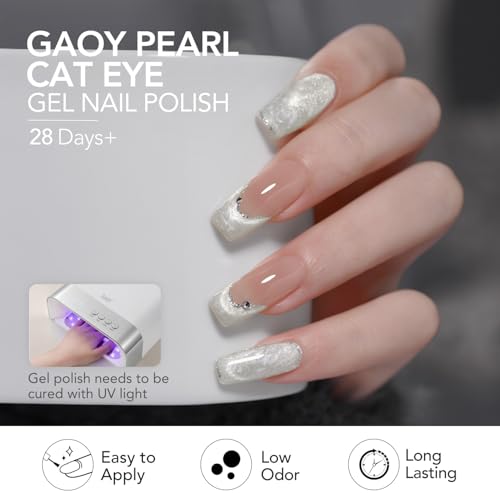 GAOY Pearl Cat Eye Nail Polish Set – 6 Iridescent Glitter Colors