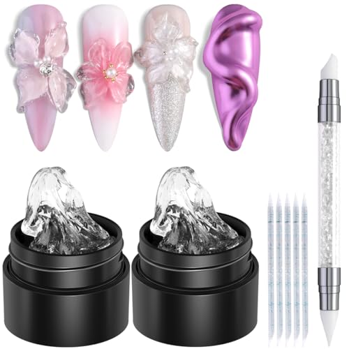 Fcozpjk 2PCS Clear 3D Sculpting Gel Kit for Nail Art
