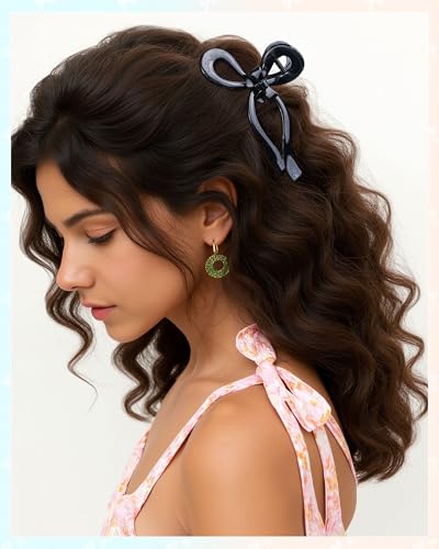 AWAYTR 4Pcs Large Bow Claw Clips for Thick Hair, Aesthetic Hair