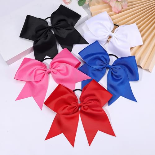 Red Cheer Bows for Cheerleaders Girls 8-inch Glitter Hair Accessories