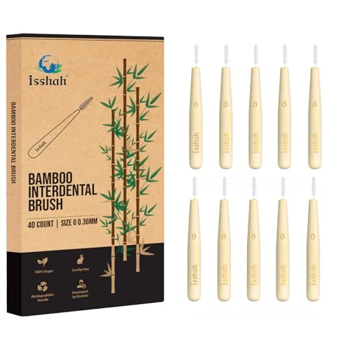 Isshah Bamboo Interdental Brushes - 40 Count Size 0 for Small Gaps